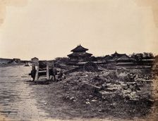 Beijing, China: Chinese army guns on the city wall, after capture by the English..., 1860. Creator: Felice Beato