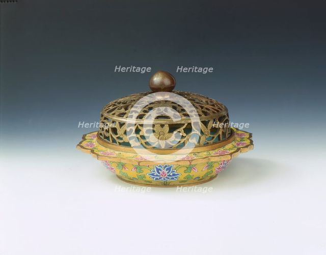 Beijing enamel incense stick holder, Qing dynasty, China, early-mid 18th century. Artist: Unknown