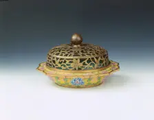 Beijing enamel incense stick holder, Qing dynasty, China, early-mid 18th century. Creator: Unknown