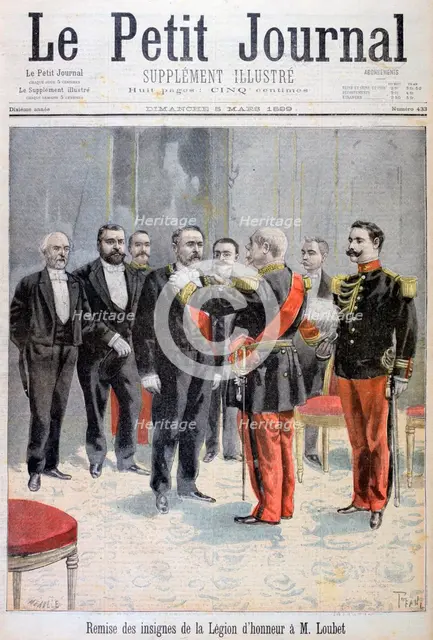 Being awarded with the medal of the Legion of Honour by Emile Loubet, Paris, 1899. Creator: F Meaulle.