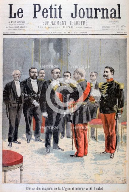 Being awarded with the medal of the Legion of Honour by Emile Loubet, Paris, 1899. Creator: F Meaulle.
