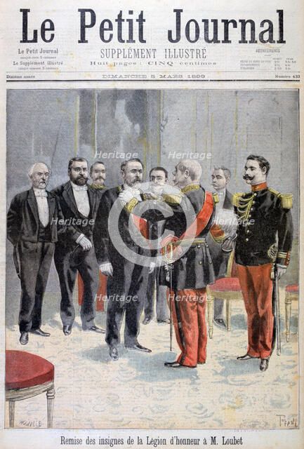 Being awarded with the medal of the Legion of Honour by Emile Loubet, Paris, 1899. Creator: F Meaulle.