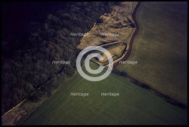 Belas Knap, a Neolithic chambered long barrow, Winchcombe, Gloucestershire, 1971. Creator: Jim Hancock.