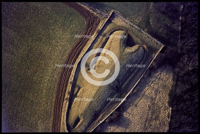 Belas Knap, a Neolithic chambered long barrow, Winchcombe, Gloucestershire, 1971. Creator: Jim Hancock.