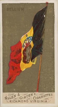 Belgium, from Flags of All Nations, Series 1 (N9) for Allen & Ginter Cigarettes Brands, 1887. Creator: Allen & Ginter