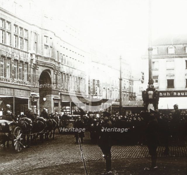 Belgian troops, Aachen, Germany, c1914-c1918. Artist: Unknown.