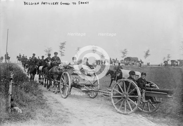 Belgian Artillery going to front, between 1914 and c1915. Creator: Bain News Service.