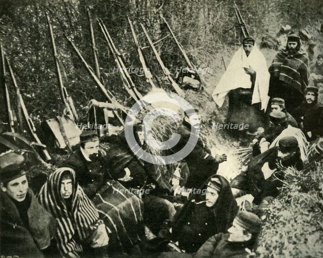 Belgian soldiers in the trenches, First World War, 1914, (c1920). Creator: Unknown.