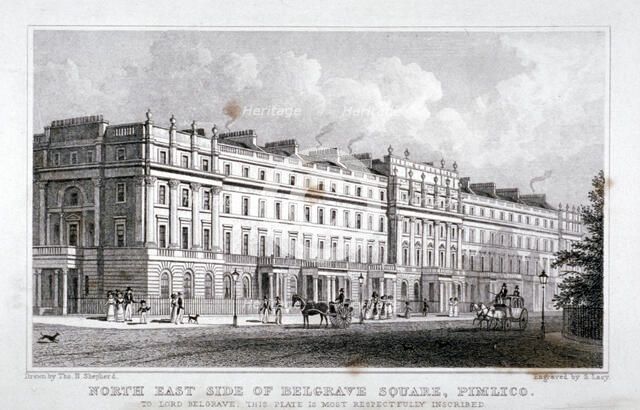 Belgrave Square, Belgravia, London, 1828. Artist: S Lacey