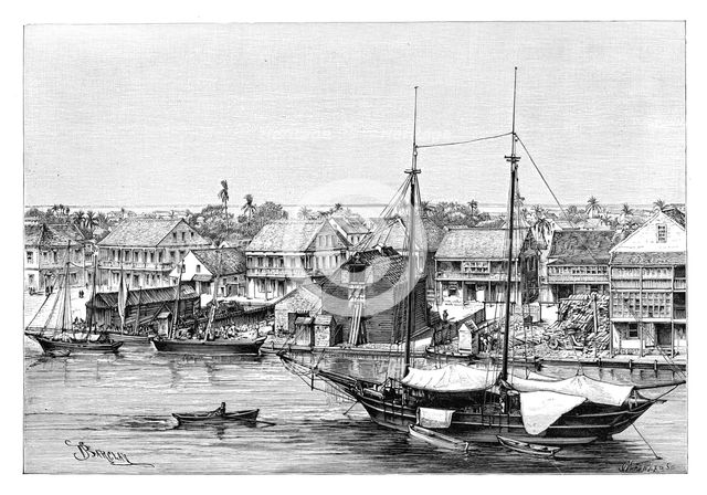 'Belize, view taken from the Harbour', c1890. Artist: Maynard