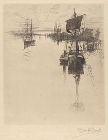 Below Chestnut St. Bridge, Philadelphia, 1884. Creator: Joseph Pennell