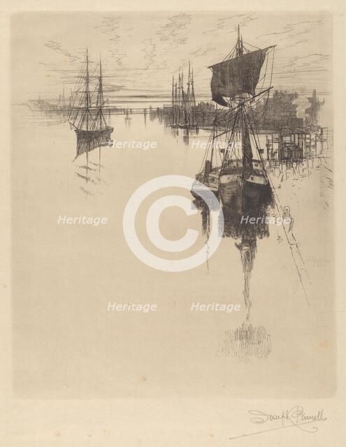 Below Chestnut St. Bridge, Philadelphia, 1884. Creator: Joseph Pennell.