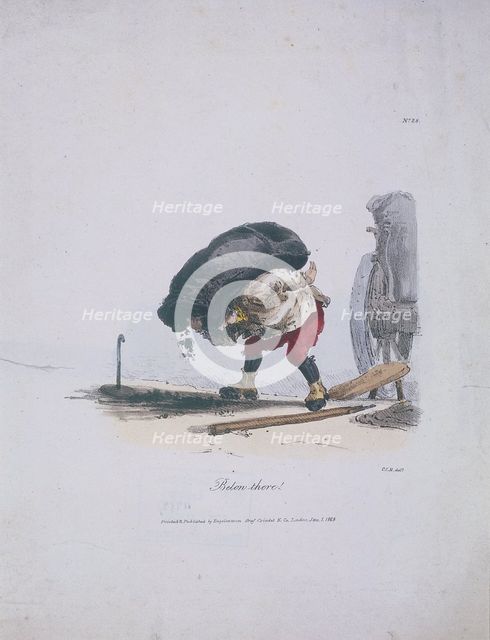'Below there!', Cries of London, 1828. Artist: Engelmann, Graf, Coindet and Company