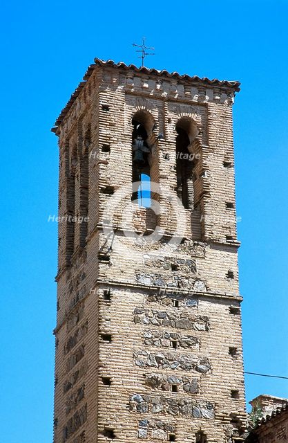 Bell tower, Church of San Sebastián, Toledo, Spain, 2008.  Creator: LTL.