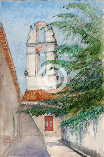 Bell Tower, Hotel San Dominico (Old Monastery, Taormina, Sicily), 1933. Creator: Cass Gilbert.