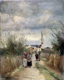 Bell tower in Argenteuil (Road to the Church) 1870s. Artist: Jean-Baptiste-Camille Corot