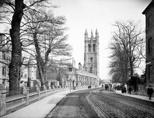 Bell tower of Magdalen College, Oxford, Oxfordshire, 1885. Artist: Henry Taunt