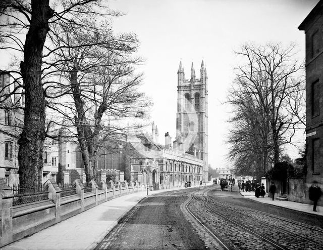 Bell tower of Magdalen College, Oxford, Oxfordshire, 1885. Artist: Henry Taunt.