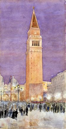 Bell Tower, St. Mark's Square, Venice, 1912. Creator: Cass Gilbert