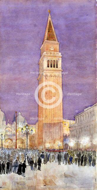 Bell Tower, St. Mark's Square, Venice, 1912. Creator: Cass Gilbert.