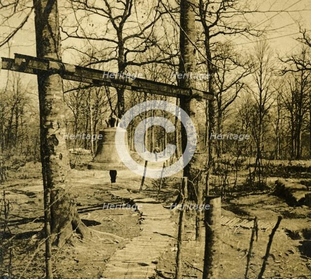 Bell to warn of gas attack, c1914-c1918. Artist: Unknown.