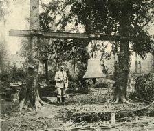 Bell to warn of gas attack, Western Front, First World War, c1916, (c1920). Creator: Unknown