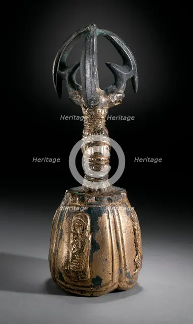 Bell with Four Deva Kings (Sach'onwang) and Handle in the Form of a Vajra (Kumgang), the Buddhist... Creator: Unknown.