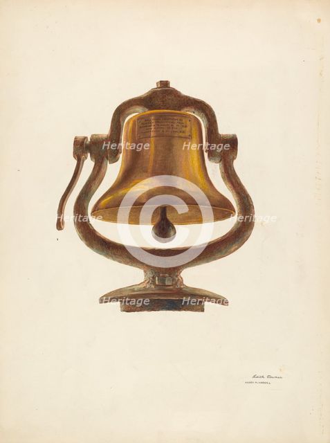 Bell (From a Locomotive), c. 1940. Creators: Harry Mann Waddell, Edith Towner.