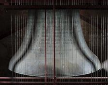 Bell in the Carillon War Memorial Tower, Queen's Park, Loughborough, Leicestershire, 2017. Creator: James O Davies