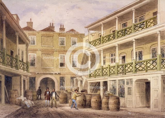 Bell Inn, Aldersgate Street, London, 1857. Artist: Thomas Hosmer Shepherd