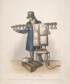 Bell-ringer with the stand for his bells, 1820. Artist: Thomas Lord Busby
