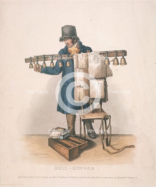 Bell-ringer with the stand for his bells, 1820. Artist: Thomas Lord Busby