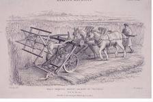 Bell's improved reaping machine by Crosskill, c1840s. Creator: Joseph Wilson Lowry