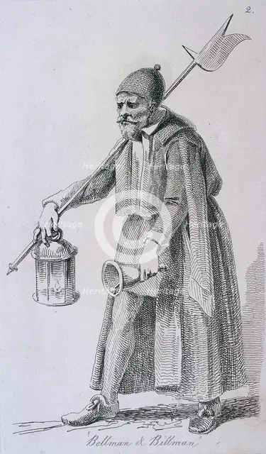 'Bellman & Billman', c1680, Cries of London, (c1819?). Artist: John Thomas Smith