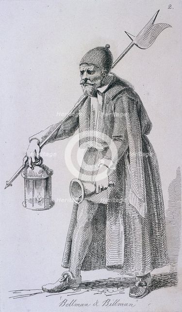 'Bellman & Billman', c1680, Cries of London, (c1819?). Artist: John Thomas Smith