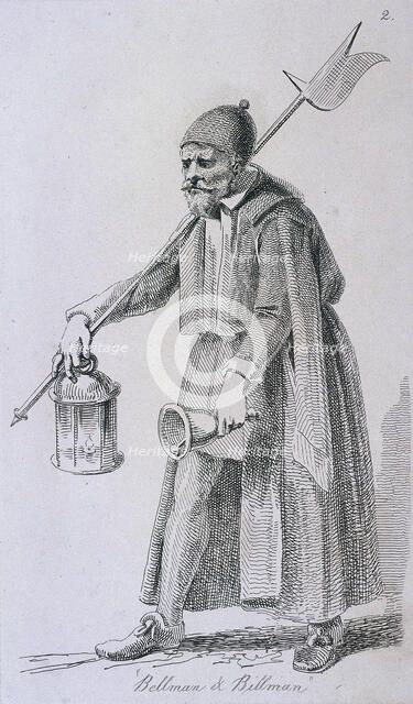'Bellman & Billman', c1680, Cries of London, (c1819?). Artist: John Thomas Smith