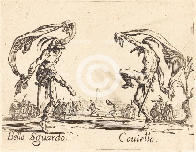 Bello Sguardo and Coviello, c. 1622. Creator: Jacques Callot.