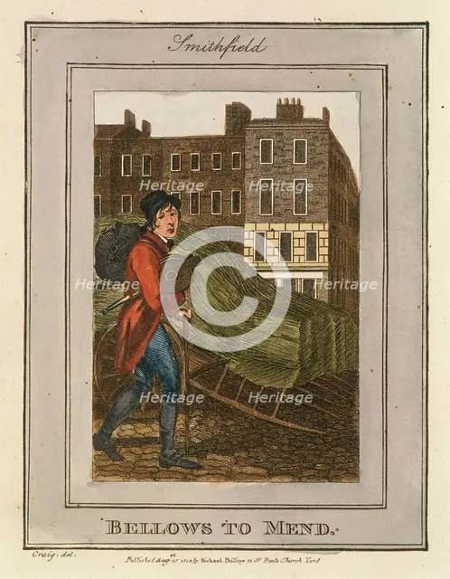 'Bellows to Mend', Cries of London, 1804. Artist: Anon