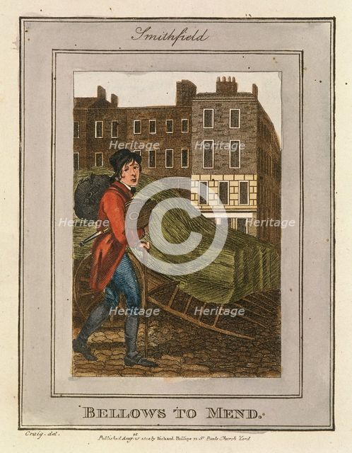 'Bellows to Mend', Cries of London, 1804. Artist: Anon