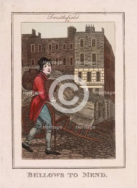 'Bellows to Mend', Cries of London, 1804. Artist: Anon