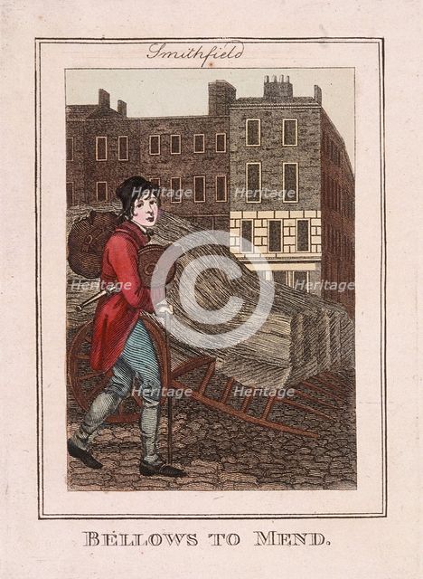 'Bellows to Mend', Cries of London, 1804. Artist: Anon