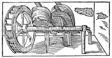 Bellows operated by a camshaft powered by a water wheel, 1540