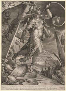 Bellona Leading the Armies of the Emperor against the Turks, 1600. Creator: Jan Muller (Dutch, 1571-1628)