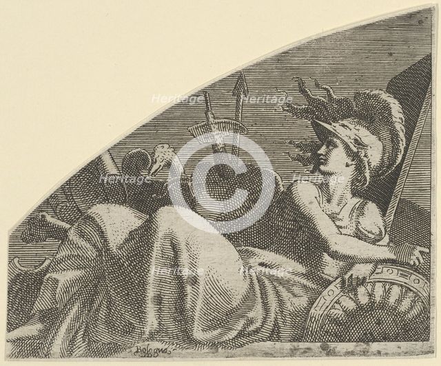 Bellona Seated on her Trophies, ca. 1540-45. Creator: Leon Davent.