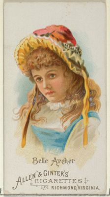 Belle Archer, from World's Beauties, Series 1 (N26) for Allen & Ginter Cigarettes, 1888., 1888. Creator: Allen & Ginter