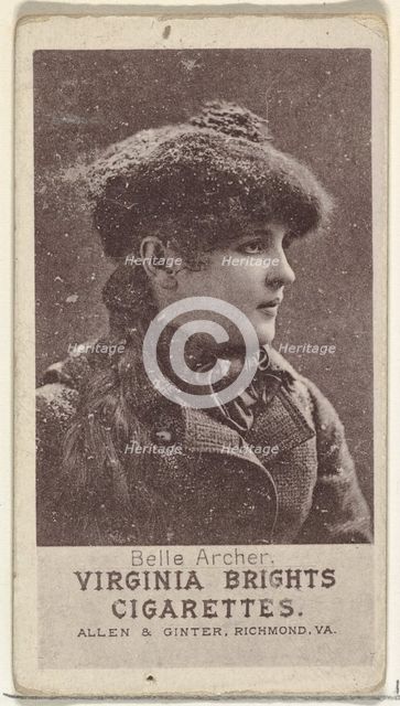 Belle Archer, from the Actresses series (N67) promoting Virginia Brights Cigarettes fo..., ca. 1888. Creator: Allen & Ginter.