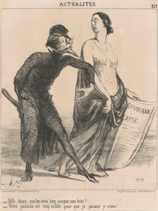 Belle dame voulez-vous ... accepter mon bras?, 19th century. Creator: Honore Daumier