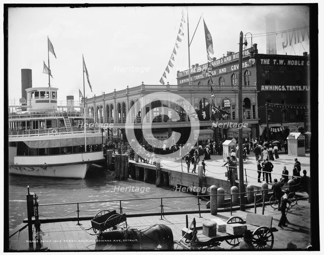Belle Isle ferry dock, Woodward Av., Detroit, between 1890 and 1901. Creator: Unknown.