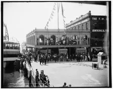 Belle Isle ferry dock, Woodward Av., Detroit, between 1890 and 1901. Creator: Unknown