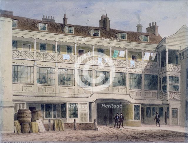 Belle Sauvage Yard, Ludgate Hill, London, c1850. Artist: Thomas Hosmer Shepherd
